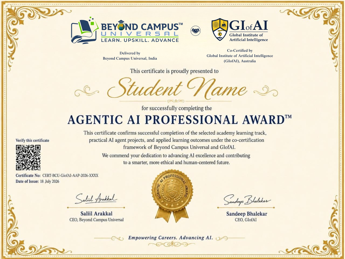 Agentic AI Professional Award™ Certificate